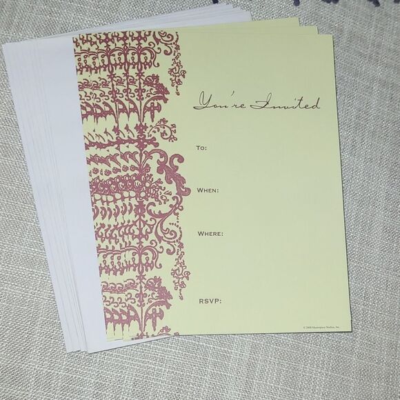 Invitation cards quantity 8 card envelopes party invite mail get together cream - Picture 5 of 16